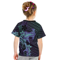 Purple Paradise Hawaii Kid T Shirt Hammerhead Shark Tattoo Curve Polynesian LT14 - Polynesian Pride