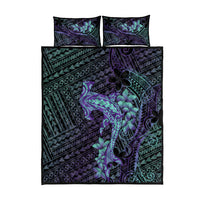 Purple Paradise Hawaii Quilt Bed Set Hammerhead Shark Tattoo Curve Polynesian - Polynesian Pride