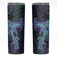 Purple Paradise Hawaii Skinny Tumbler Hammerhead Shark Tattoo Curve Polynesian - Polynesian Pride