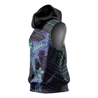 Purple Paradise Hawaii Sleeveless Hoodie Hammerhead Shark Tattoo Curve Polynesian LT14 - Polynesian Pride