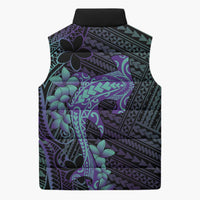 Purple Paradise Hawaii Sleeveless Puffer Jacket Hammerhead Shark Tattoo Curve Polynesian LT14 - Polynesian Pride