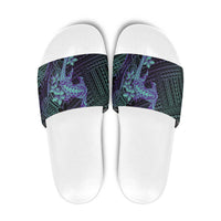 Purple Paradise Hawaii Slide Sandals Hammerhead Shark Tattoo Curve Polynesian - Polynesian Pride
