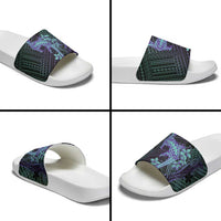 Purple Paradise Hawaii Slide Sandals Hammerhead Shark Tattoo Curve Polynesian - Polynesian Pride