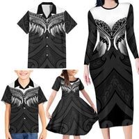 Poutama Korowai New Zealand Family Matching Long Sleeve Bodycon Dress and Hawaiian Shirt Aotearoa Maori Tattoo - Polynesian Pride