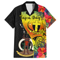 Vanuatu Tafea Day Hawaiian Shirt Coat Of Arms Mix Tropical Flowers LT14 Black - Polynesian Pride