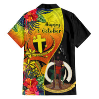 Vanuatu Tafea Day Hawaiian Shirt Coat Of Arms Mix Tropical Flowers LT14 - Polynesian Pride