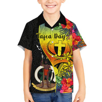 Vanuatu Tafea Day Hawaiian Shirt Coat Of Arms Mix Tropical Flowers LT14 - Polynesian Pride