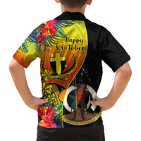 Vanuatu Tafea Day Hawaiian Shirt Coat Of Arms Mix Tropical Flowers LT14 - Polynesian Pride