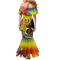 Vanuatu Tafea Day Mermaid Dress Coat Of Arms Mix Tropical Flowers LT14 - Polynesian Pride