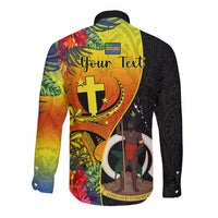 personalised-vanuatu-tafea-day-long-sleeve-button-shirt-coat-of-arms-mix-tropical-flowers