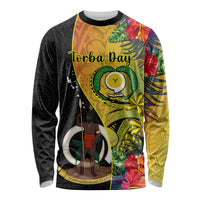 Vanuatu Torba Day Long Sleeve Shirt Coat Of Arms Mix Tropical Flowers LT14 Unisex Black - Polynesian Pride