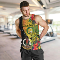Vanuatu Torba Day Men Tank Top Coat Of Arms Mix Tropical Flowers LT14 - Polynesian Pride