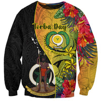Vanuatu Torba Day Sweatshirt Coat Of Arms Mix Tropical Flowers LT14 Unisex Black - Polynesian Pride