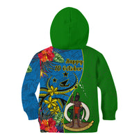Vanuatu Malampa Day Kid Hoodie Coat Of Arms Mix Tropical Flowers LT14 - Polynesian Pride