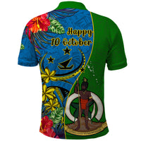 Vanuatu Malampa Day Polo Shirt Coat Of Arms Mix Tropical Flowers LT14 - Polynesian Pride