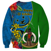 Vanuatu Malampa Day Sweatshirt Coat Of Arms Mix Tropical Flowers LT14 - Polynesian Pride