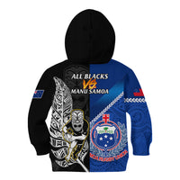 New Zealand And Samoa Rugby Kid Hoodie All Black Tiki Fern Mix Manu Samoa 2023 World Cup LT14 - Polynesian Pride