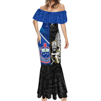 New Zealand And Samoa Rugby Mermaid Dress All Black Tiki Fern Mix Manu Samoa 2023 World Cup LT14 - Polynesian Pride