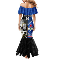 Custom New Zealand And Samoa Rugby Mermaid Dress All Black Tiki Fern Mix Manu Samoa 2023 World Cup LT14 - Polynesian Pride