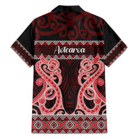 Kia Ora New Zealand Family Matching Long Sleeve Bodycon Dress and Hawaiian Shirt Maori Language Week Whero Taniko Motif - Polynesian Pride
