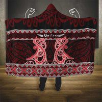 Kia Ora New Zealand Hooded Blanket Maori Language Week Whero Taniko Motif - Polynesian Pride