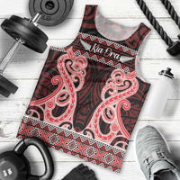 Kia Ora New Zealand Men Tank Top Maori Language Week Whero Taniko Motif - Polynesian Pride