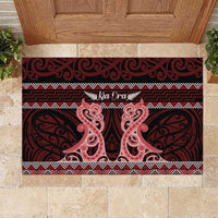 Kia Ora New Zealand Rubber Doormat Maori Language Week Whero Taniko Motif - Polynesian Pride