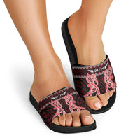 Kia Ora New Zealand Slide Sandals Maori Language Week Whero Taniko Motif - Polynesian Pride