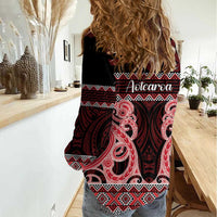 Kia Ora New Zealand Women Casual Shirt Maori Language Week Whero Taniko Motif - Polynesian Pride