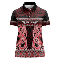 Kia Ora New Zealand Women Polo Shirt Maori Language Week Whero Taniko Motif - Polynesian Pride