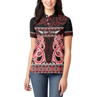 Kia Ora New Zealand Women Polo Shirt Maori Language Week Whero Taniko Motif - Polynesian Pride