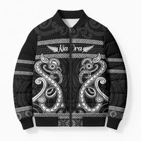 Kia Ora New Zealand Bomber Puffer Jacket Maori Language Week Pango Taniko Motif - Polynesian Pride