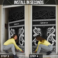 Kia Ora New Zealand Door Cover Maori Language Week Pango Taniko Motif - Polynesian Pride