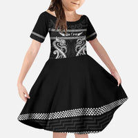 Kia Ora New Zealand Family Matching Short Sleeve Bodycon Dress and Hawaiian Shirt Maori Language Week Pango Taniko Motif - Polynesian Pride