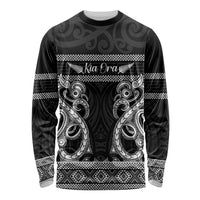 Kia Ora New Zealand Long Sleeve Shirt Maori Language Week Pango Taniko Motif - Polynesian Pride