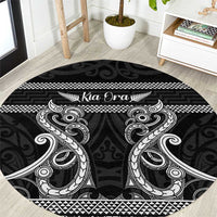 Kia Ora New Zealand Round Carpet Maori Language Week Pango Taniko Motif - Polynesian Pride