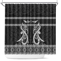 Kia Ora New Zealand Shower Curtain Maori Language Week Pango Taniko Motif - Polynesian Pride