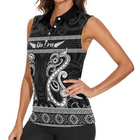 Kia Ora New Zealand Women Sleeveless Polo Shirt Maori Language Week Pango Taniko Motif - Polynesian Pride