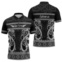 Kia Ora New Zealand Zipper Polo Shirt Maori Language Week Pango Taniko Motif - Polynesian Pride