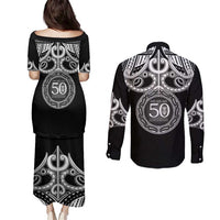 Kia Kaha Te Reo Maori New Zealand Couples Matching Puletasi and Long Sleeve Button Shirt 50th Anniversary Ake Ake Ake - Polynesian Pride