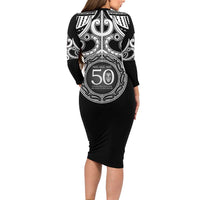 Kia Kaha Te Reo Maori New Zealand Family Matching Long Sleeve Bodycon Dress and Hawaiian Shirt 50th Anniversary Ake Ake Ake - Polynesian Pride
