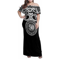 Kia Kaha Te Reo Maori New Zealand Family Matching Off Shoulder Maxi Dress and Hawaiian Shirt 50th Anniversary Ake Ake Ake - Polynesian Pride