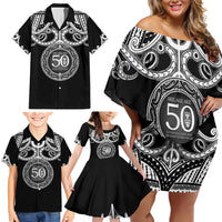 Kia Kaha Te Reo Maori New Zealand Family Matching Off Shoulder Short Dress and Hawaiian Shirt 50th Anniversary Ake Ake Ake - Polynesian Pride