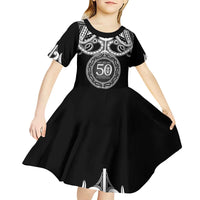 Kia Kaha Te Reo Maori New Zealand Kid Short Sleeve Dress 50th Anniversary Ake Ake Ake - Polynesian Pride
