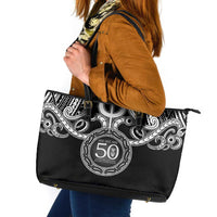 Kia Kaha Te Reo Maori New Zealand Leather Tote Bag 50th Anniversary Ake Ake Ake - Polynesian Pride