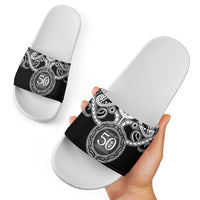 Kia Kaha Te Reo Maori New Zealand Slide Sandals 50th Anniversary Ake Ake Ake - Polynesian Pride