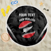 Custom New Zealand Silver Fern Softball Beach Blanket Go Aotearoa LT14 One Size 150cm Black - Polynesian Pride