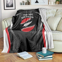 Custom New Zealand Silver Fern Softball Blanket Go Aotearoa LT14 Black - Polynesian Pride