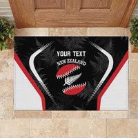 Custom New Zealand Silver Fern Softball Rubber Doormat Go Aotearoa LT14 Black - Polynesian Pride