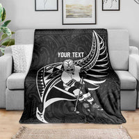 Custom Aotearoa Ice Hockey Blanket NZ Tiki Mascot - Maori Pattern LT14 - Polynesian Pride